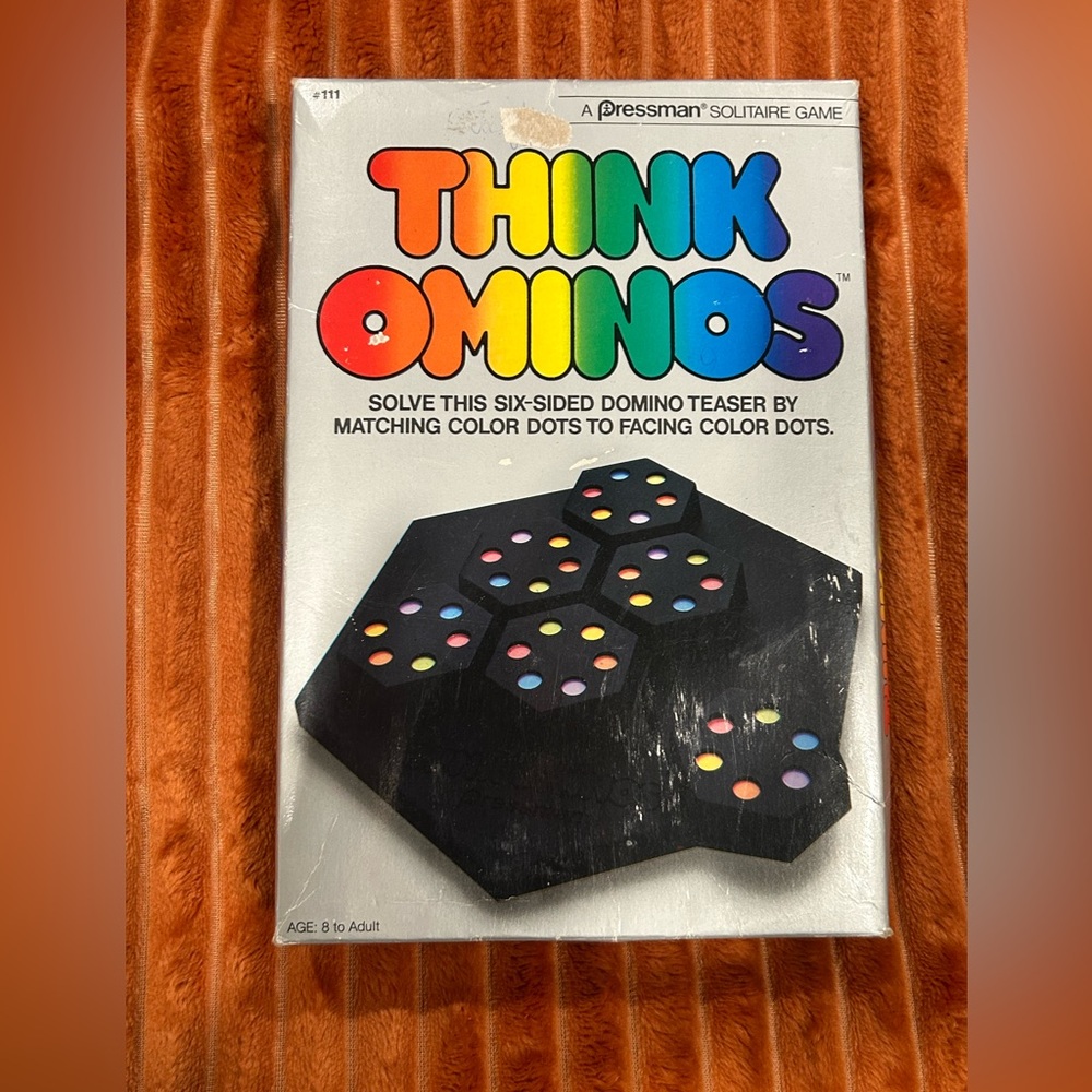 Vintage 1984 Pressman‎ THINK OMINOS Solitaire Board Game - 100% Complete in Box